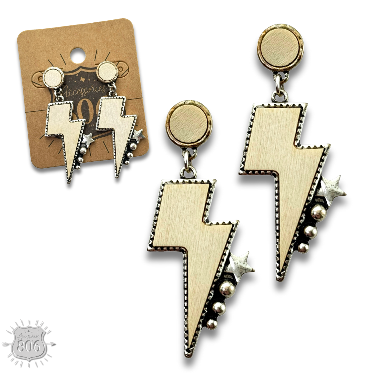 Thunder bolt earring: White