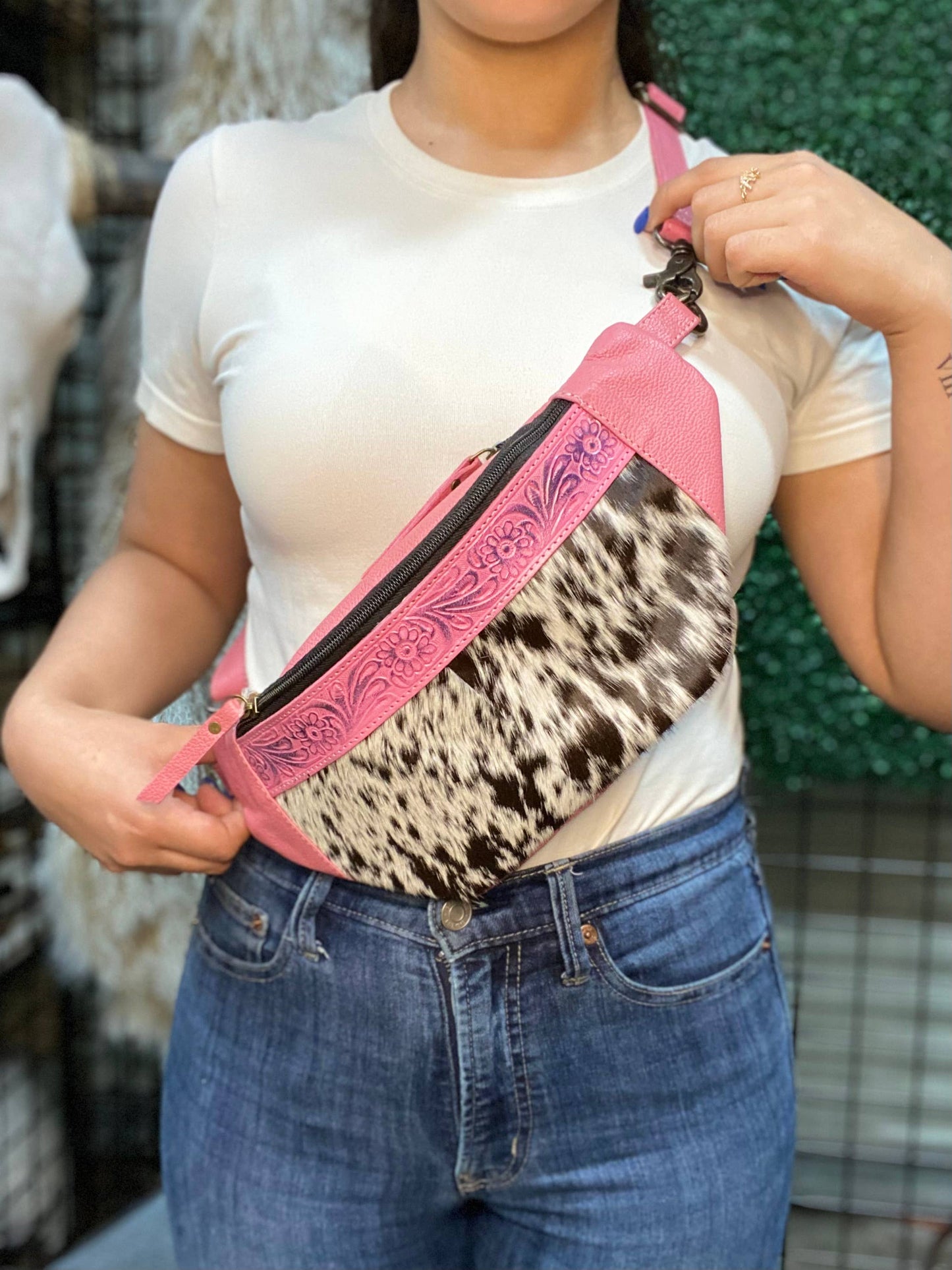 Classic Pink Cowhide Fanny Bag