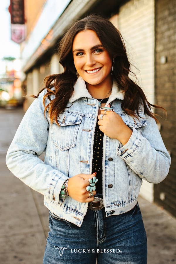 Stone Wash Sherpa Lined Denim Jacket