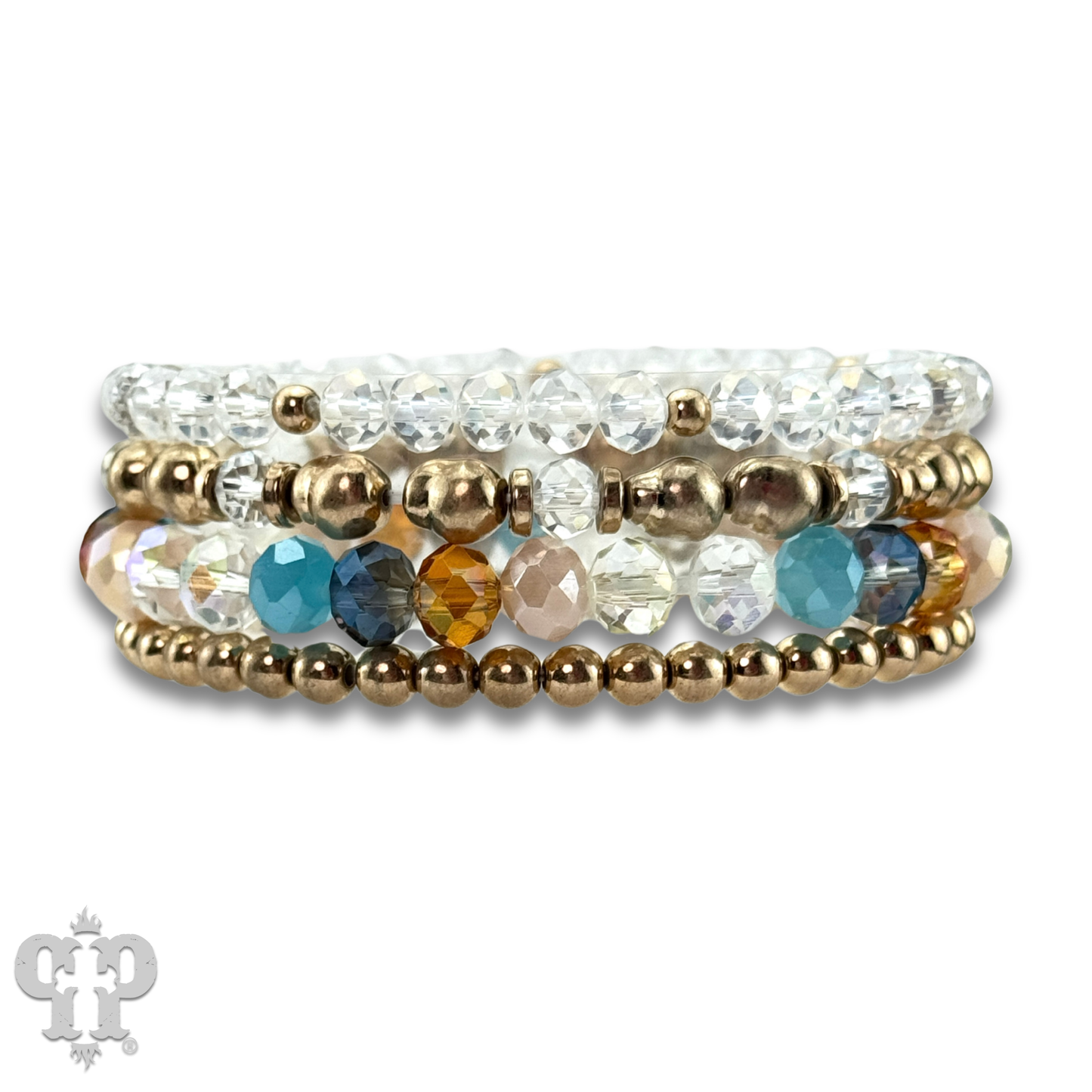 Multi-color and gold bead bracelet: Multi-Color