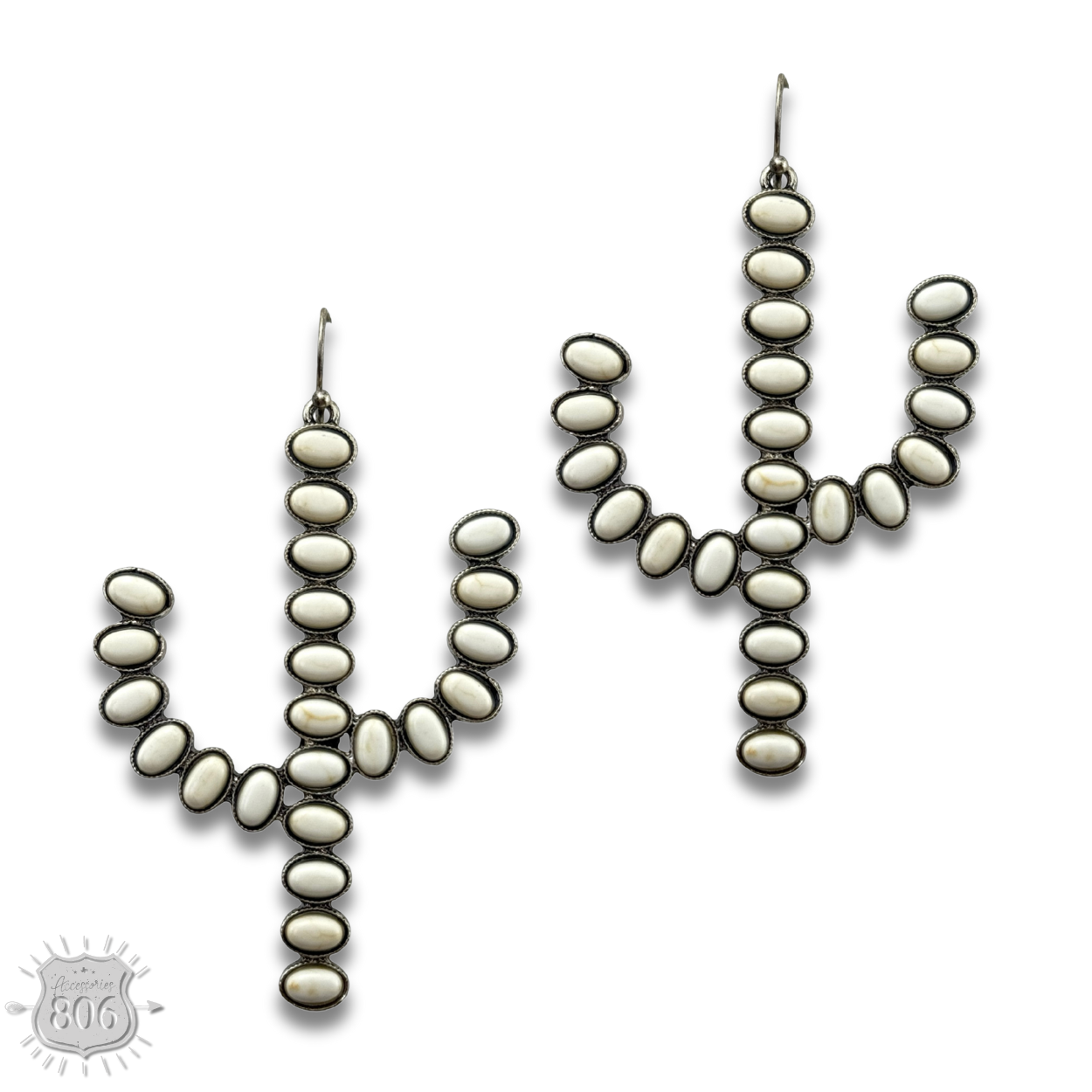 Stone cactus earring: White