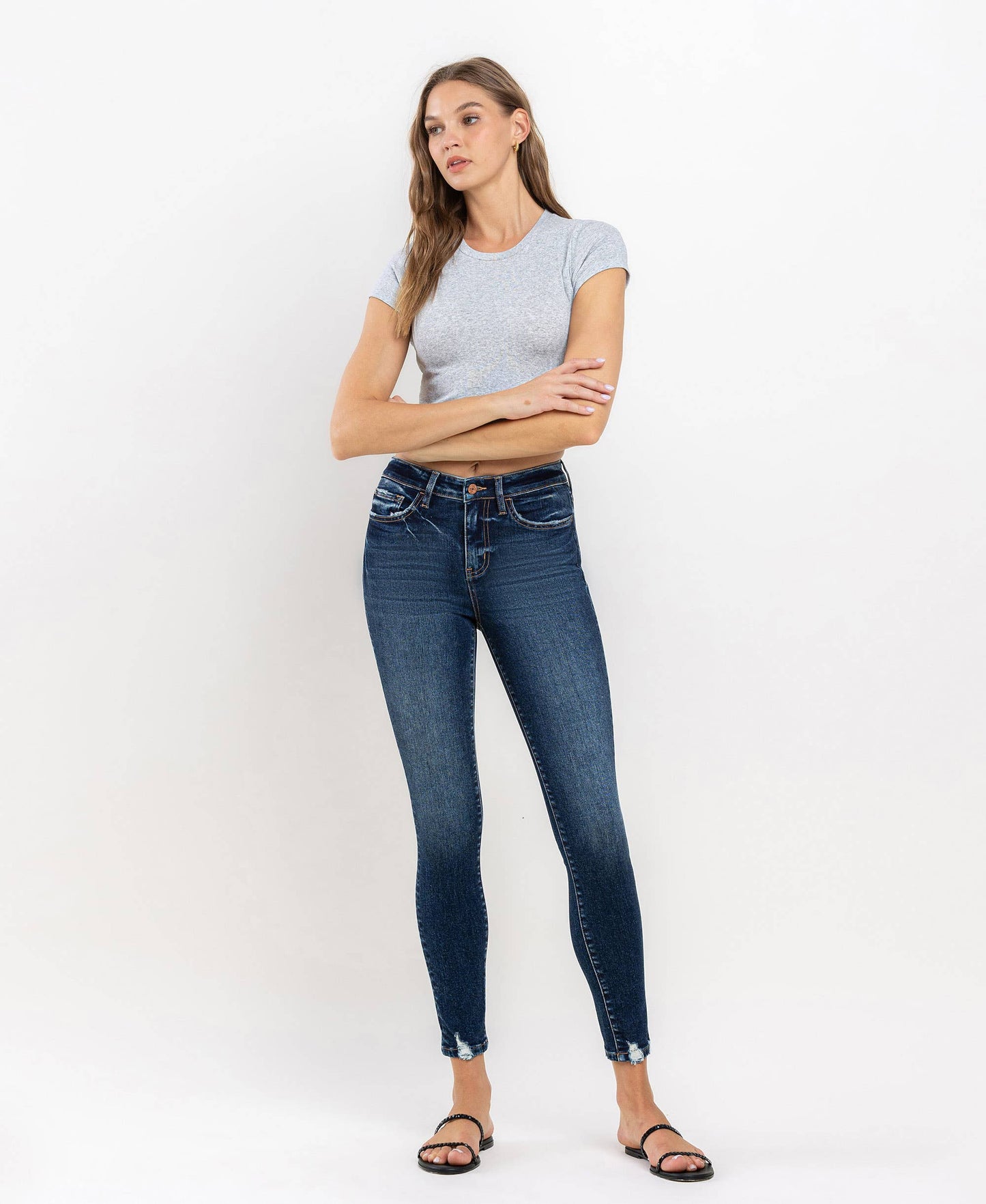 HIGH RISE ANKLE SKINNY JEANS