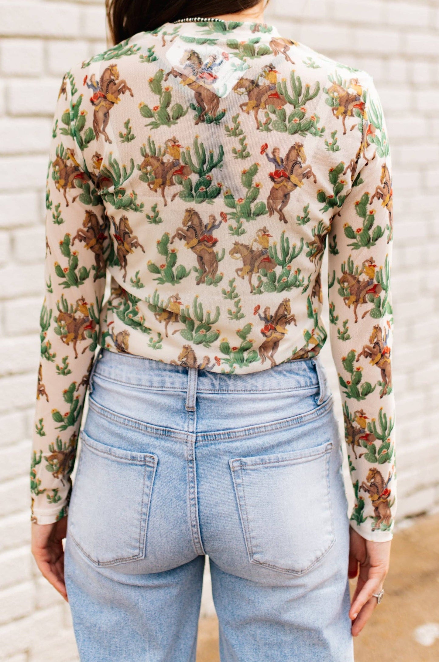 Retro Cowboy Mesh Top