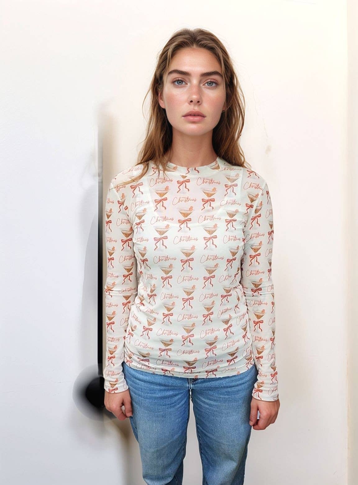 Christmas Martini Mesh Top