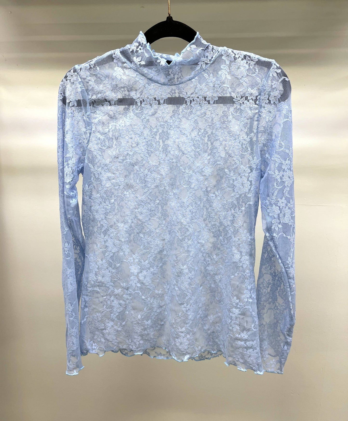 Floral Print Lace Long Sleeve Mesh/Lace Top