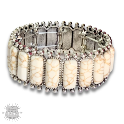 Western rectangle stone bracelet: Coral
