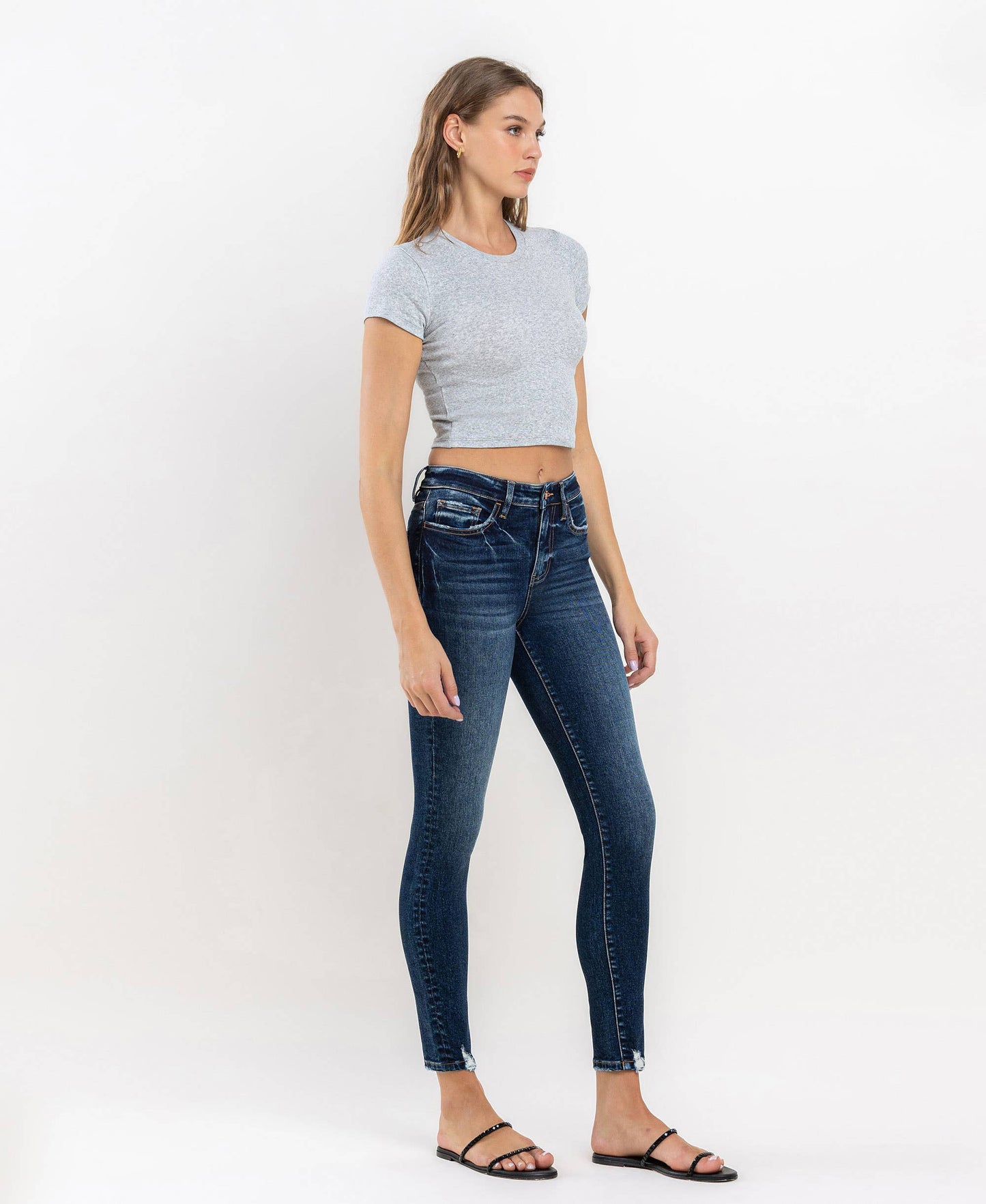 HIGH RISE ANKLE SKINNY JEANS