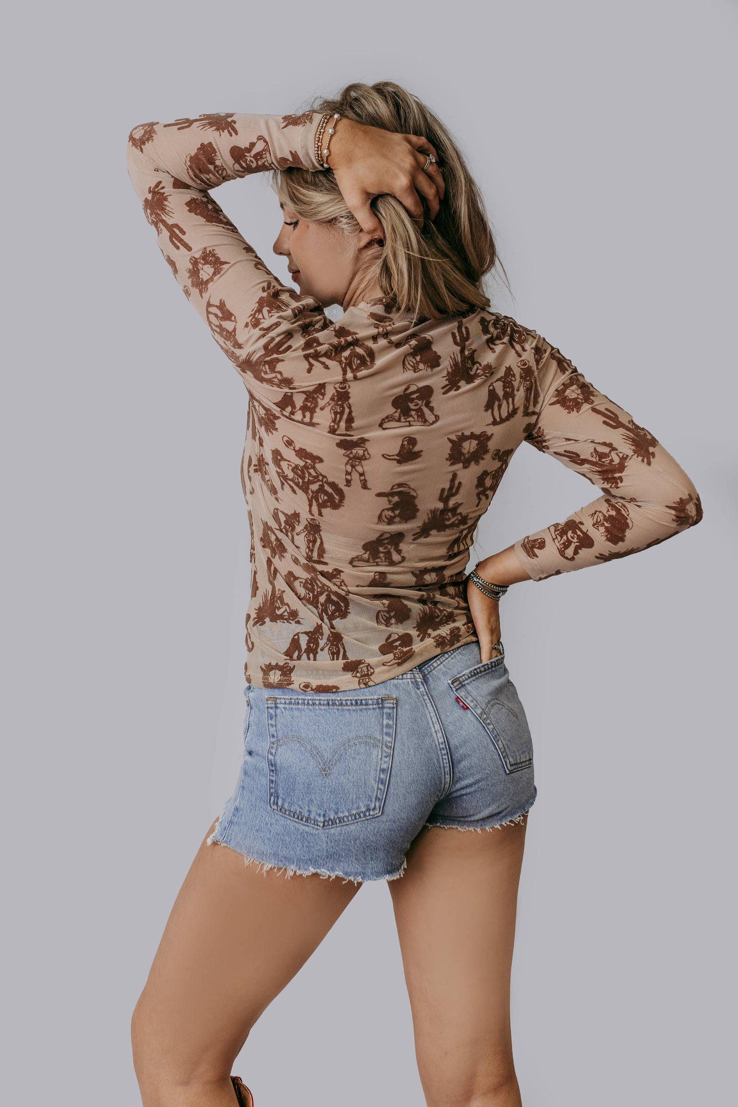 Desert Dreams Velvet Mesh Top