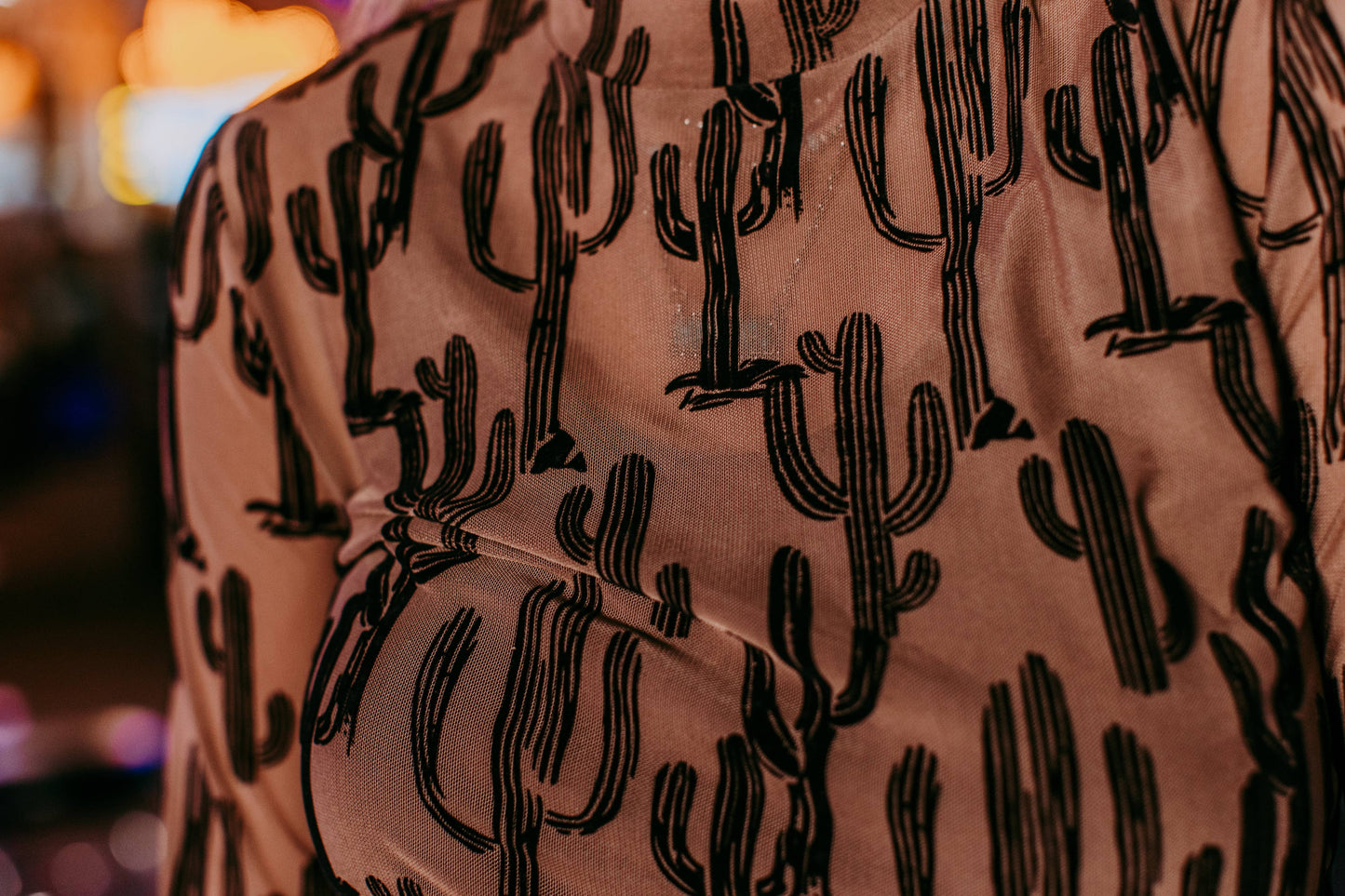 All About Cactus Brown Mesh Top