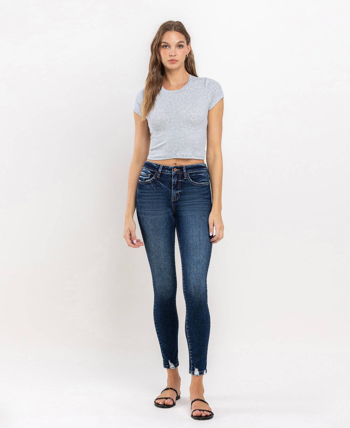 HIGH RISE ANKLE SKINNY JEANS
