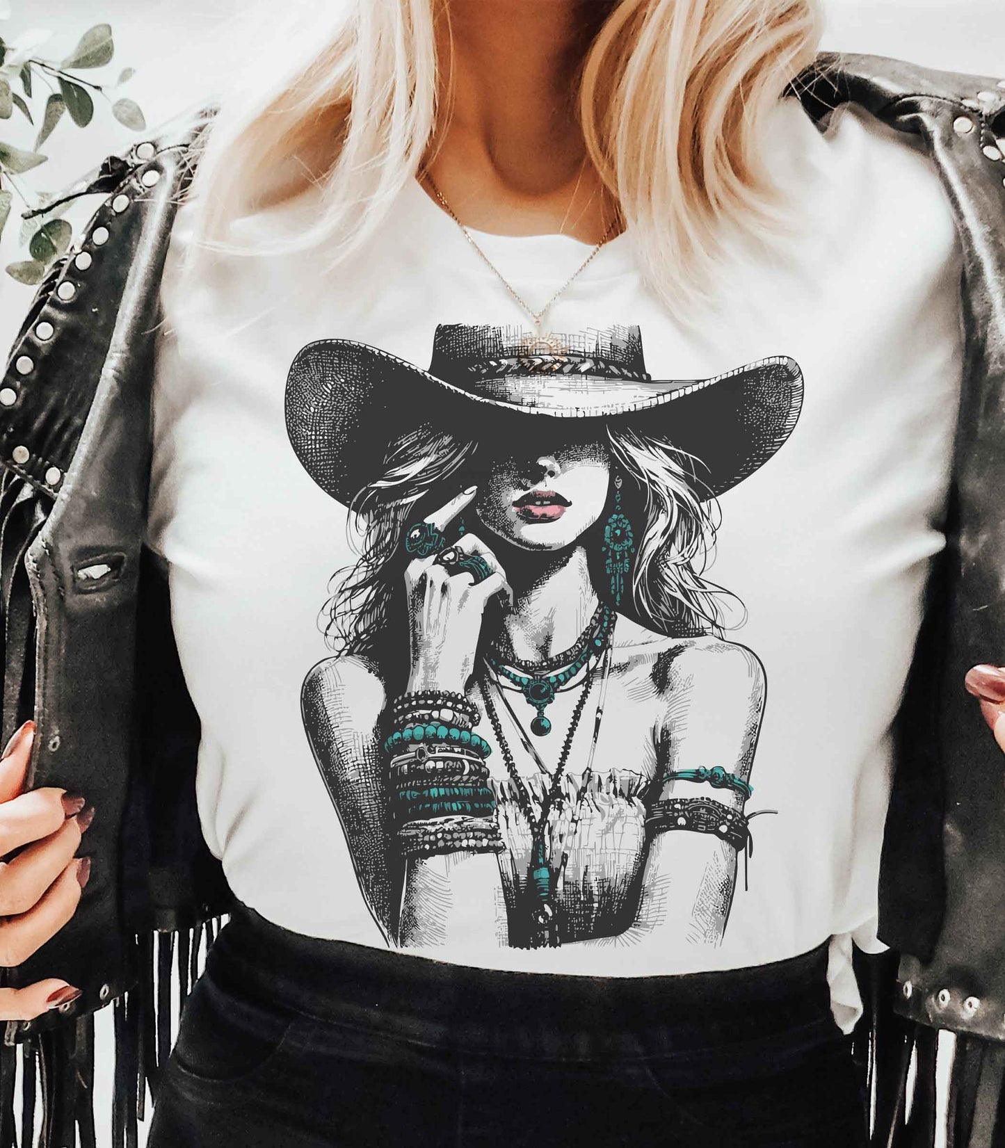 Turquoise Rhinestone Cowgirl
