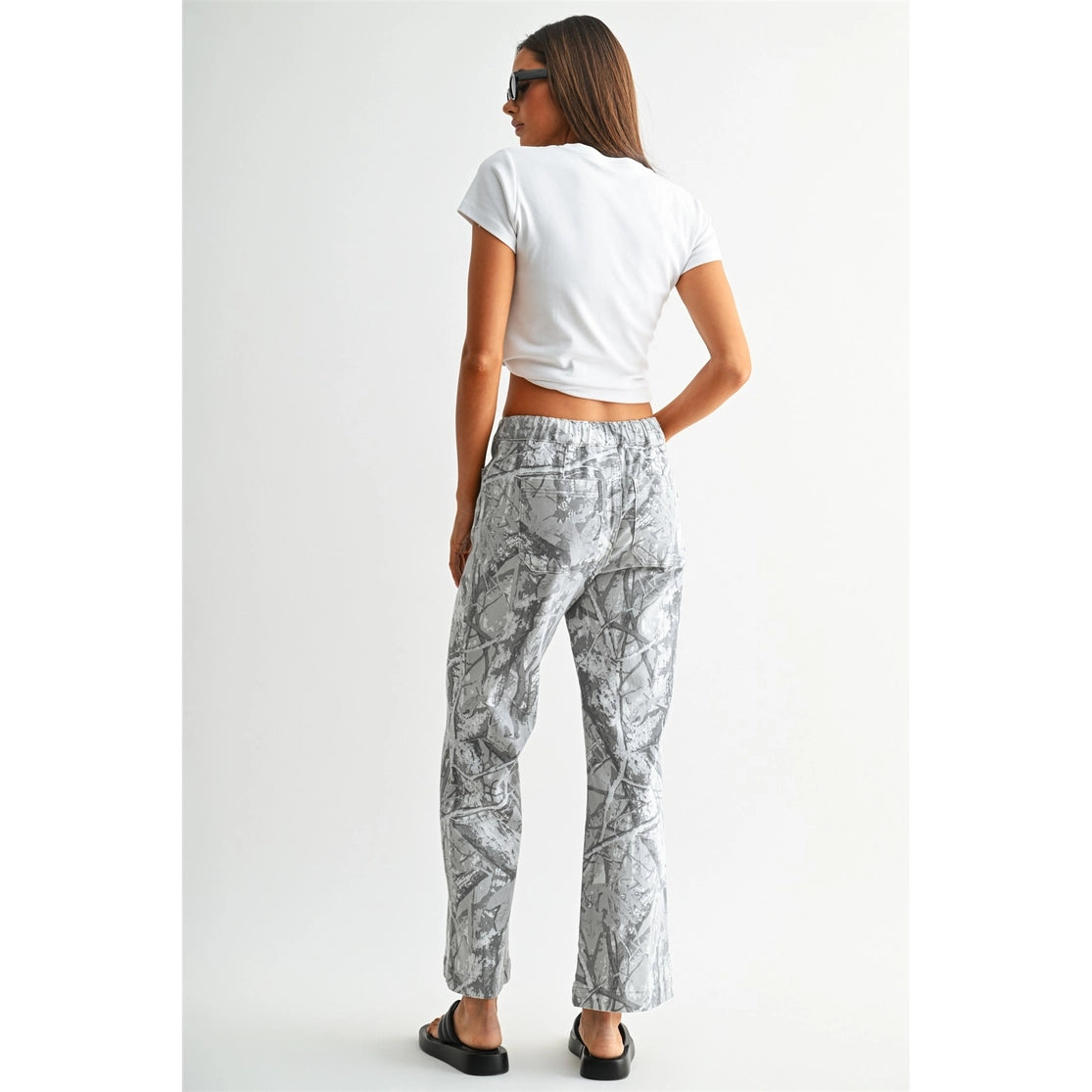 Snow camo denim joggers