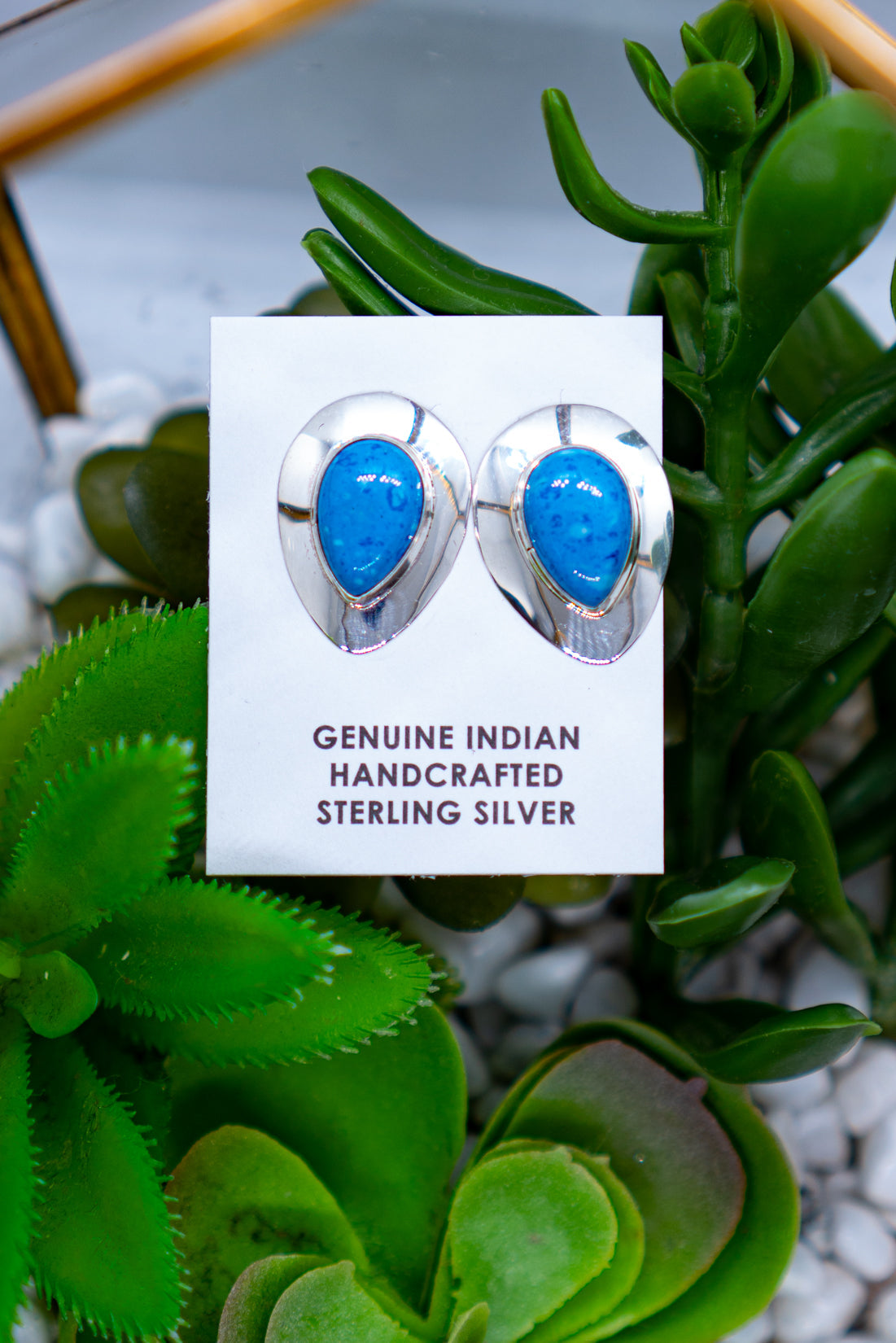 Turquoise Tear Drop CLIP ON Earrings