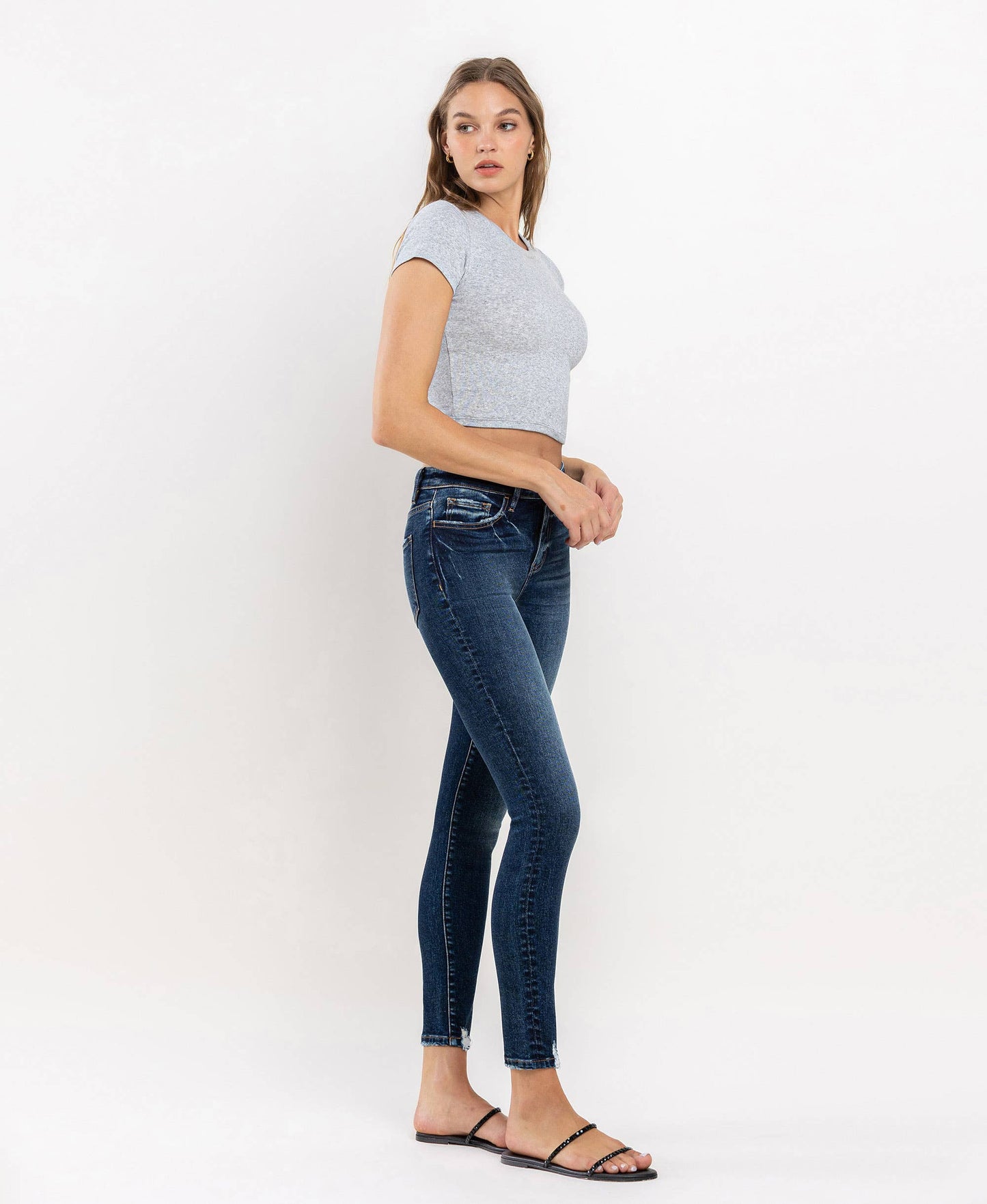 HIGH RISE ANKLE SKINNY JEANS