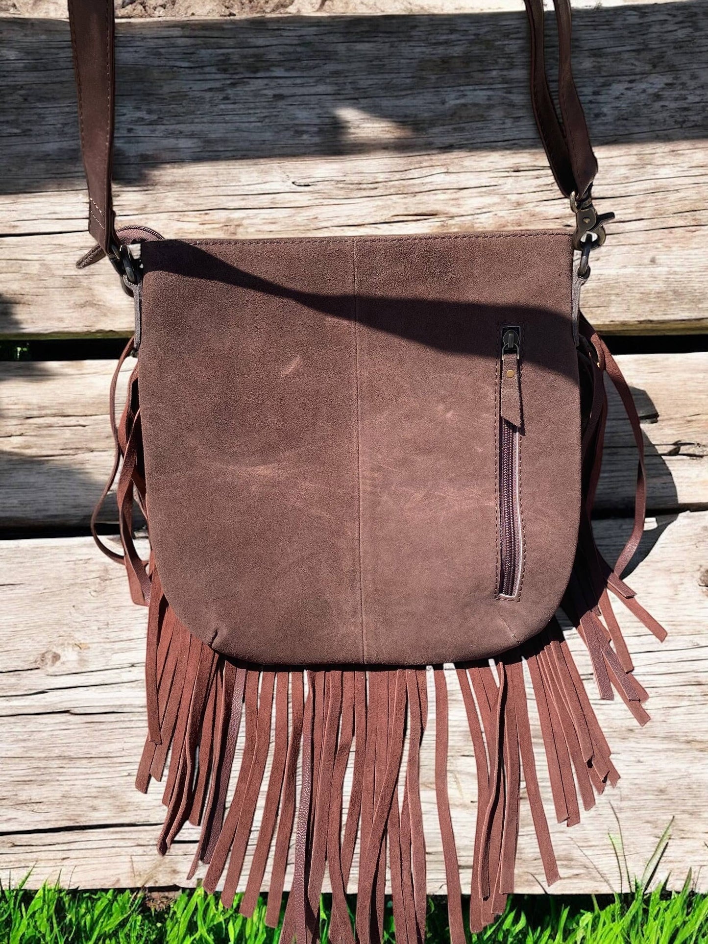 Fringe Suede Leather BootStitch Crossbody