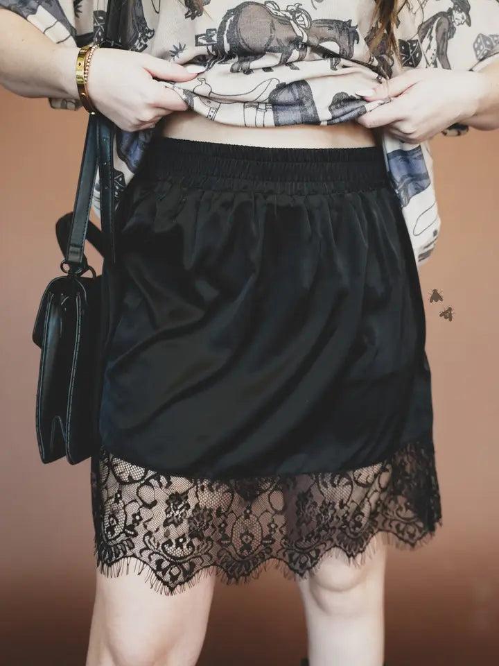 Extendy Satin and Lace Skort