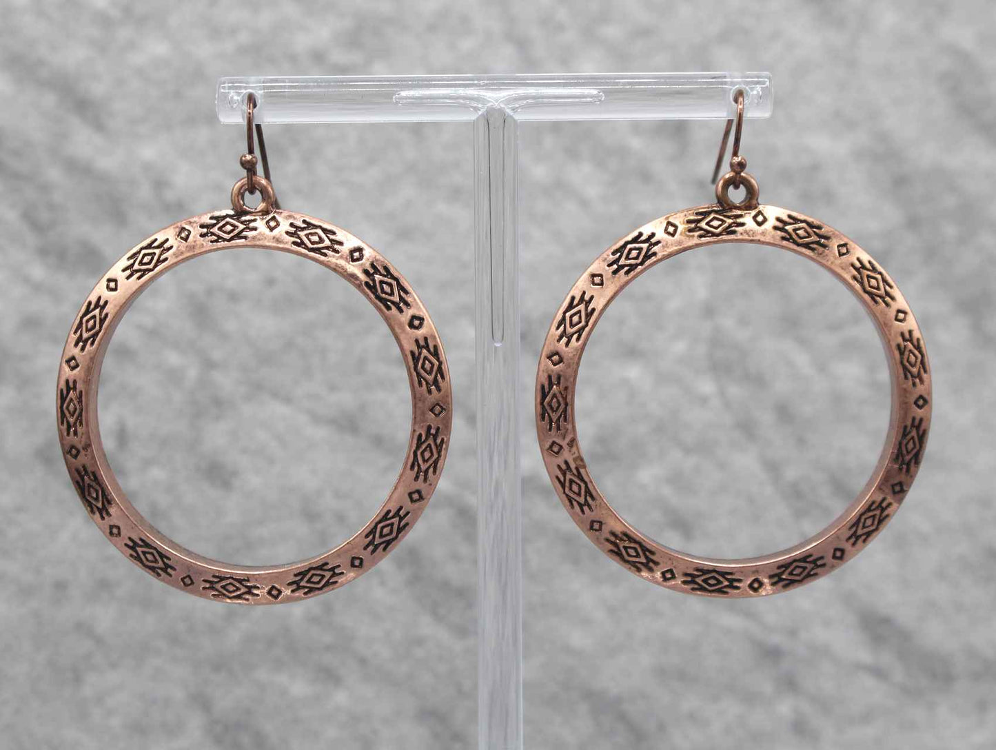 Copper Engraved Hoop Earrings