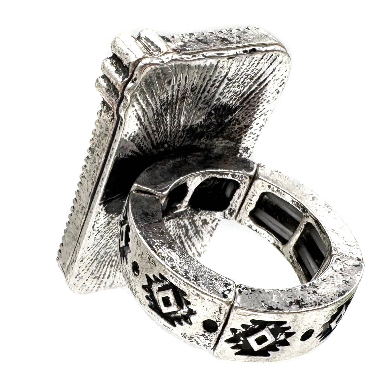 Cactus Sun Turquoise Stone Western Native Stretch Ring: White