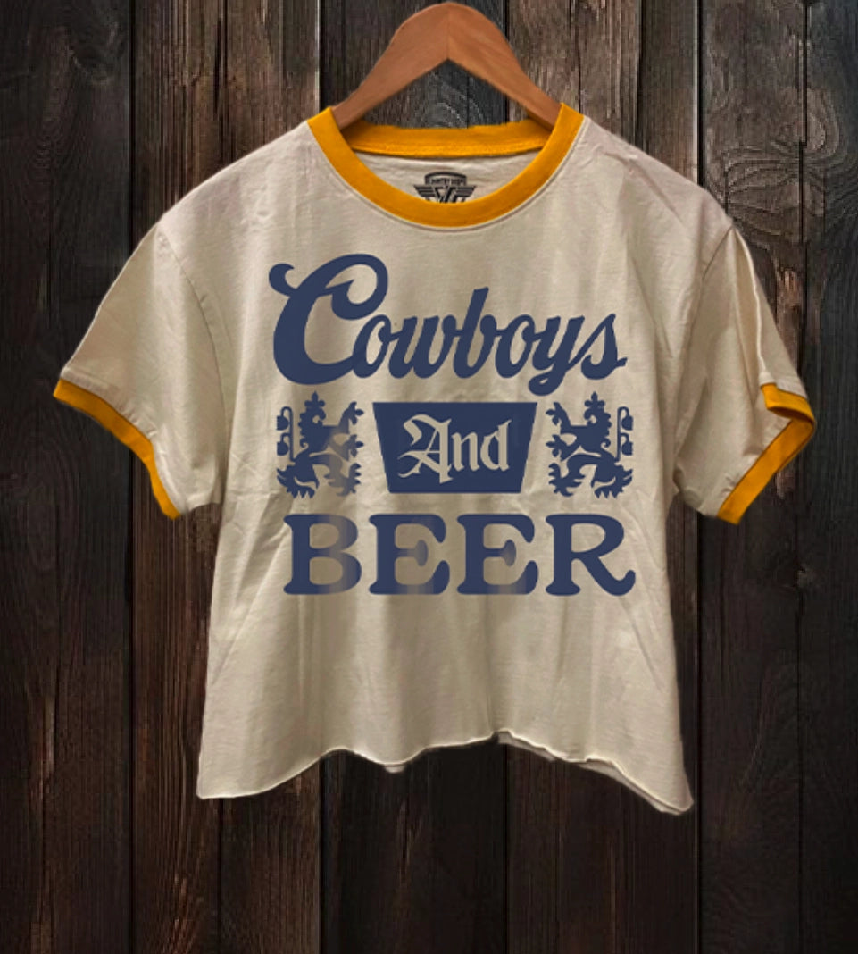 Cowboys and Beer Ring Crop Tee
