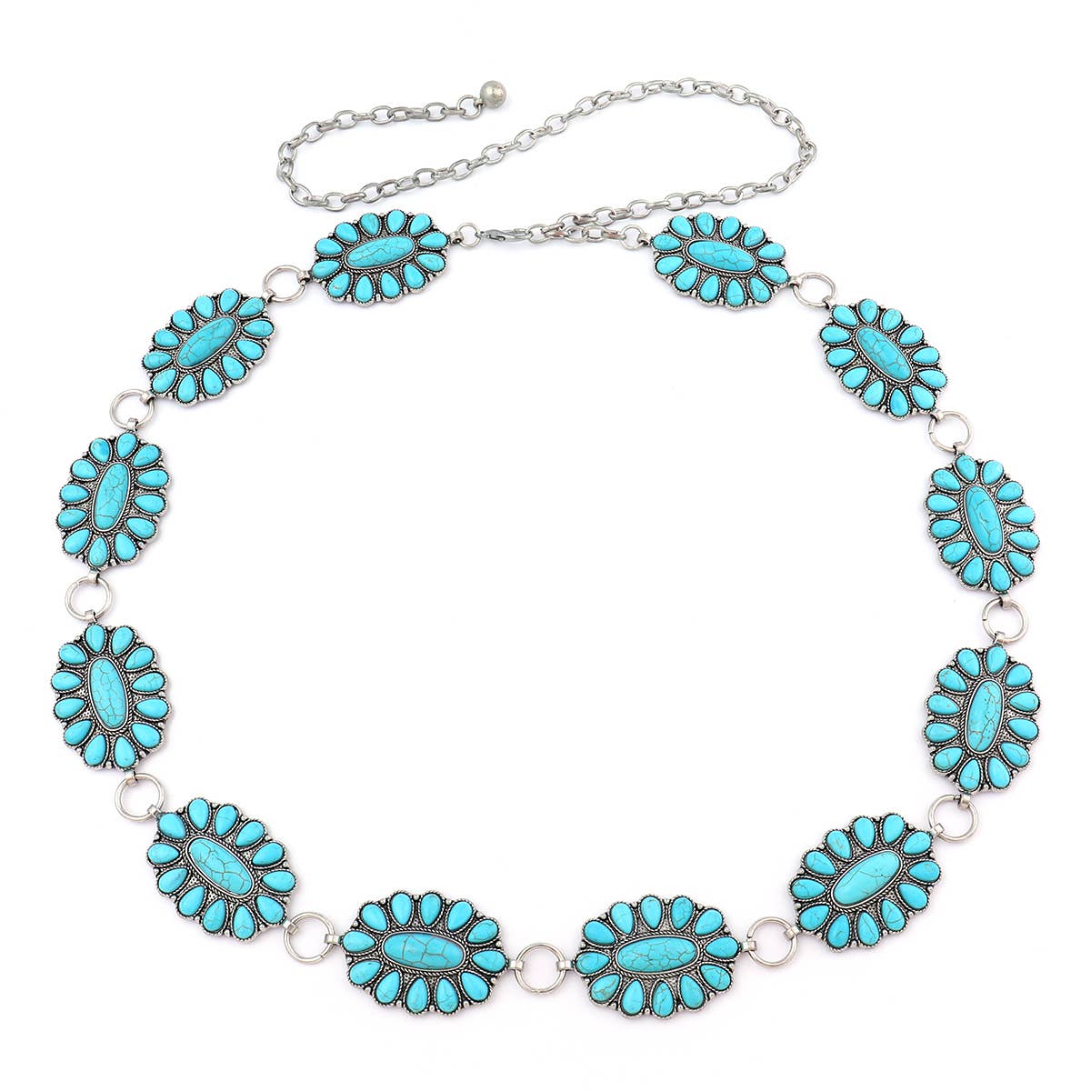 Turquoise Concho Belt-Oval with Center Stone