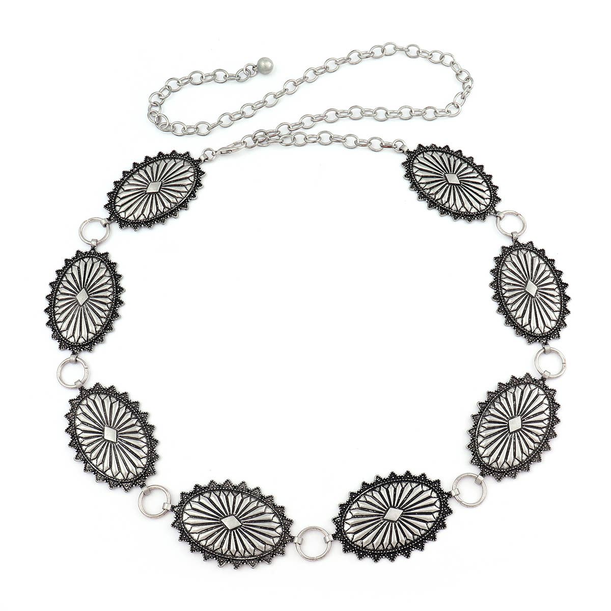 Antique Silver Oval Concho Belt