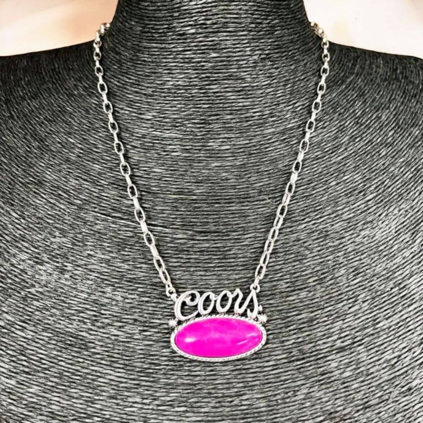 Western Fashion Statement Necklace: Hot Pink