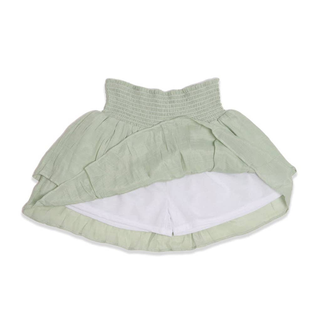 Solid Ruffle Tiered Mini Skirt