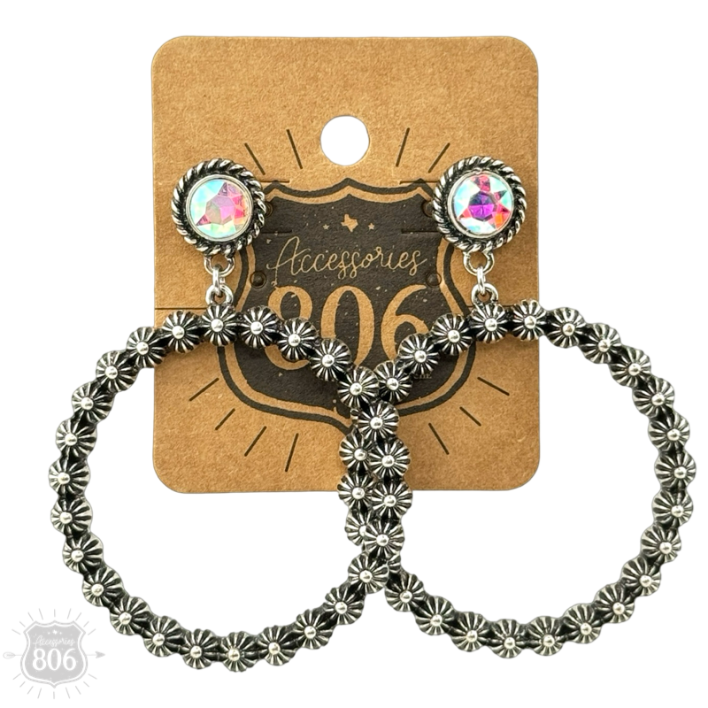 Western concho berry earring: Silver