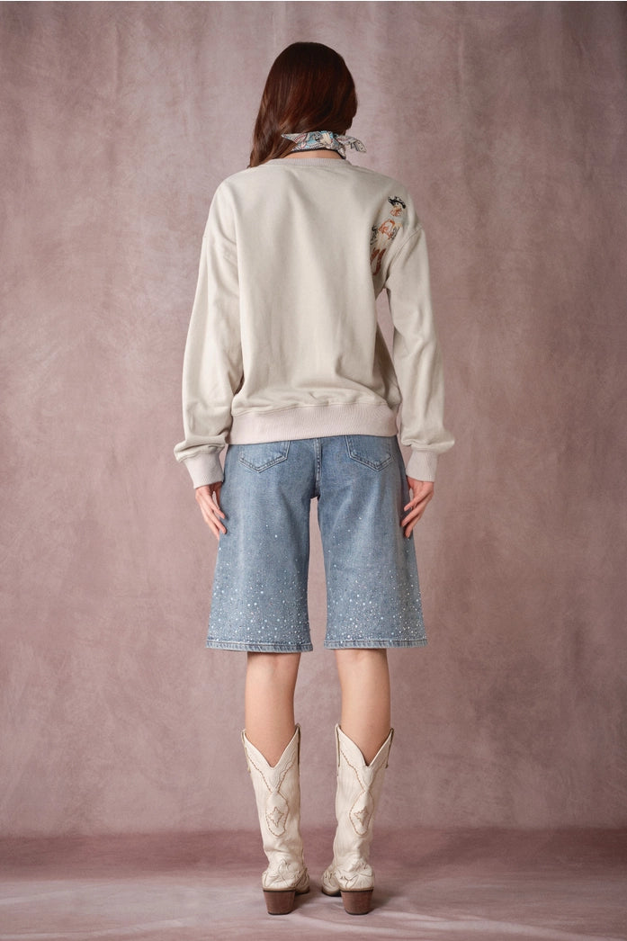 Western Motif Embroidered Graphic Sweatshirt