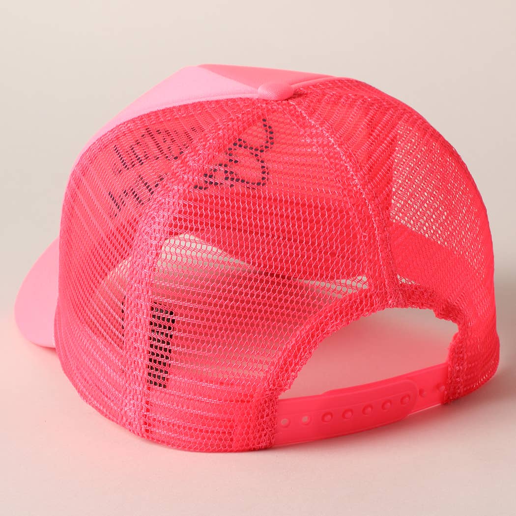 Costal Cowgirl Embroidered Hat: NEON PINK