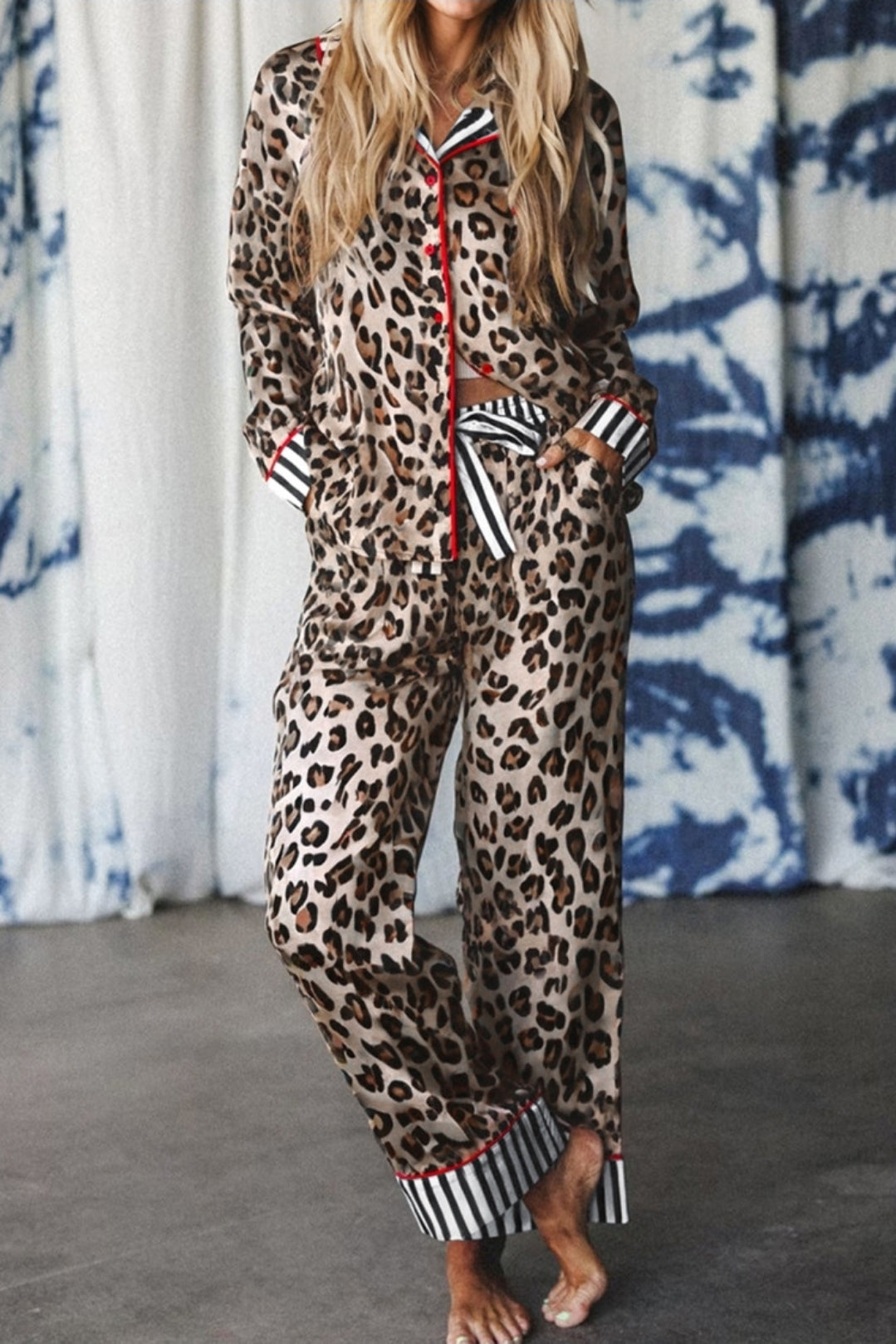Leopard Stripes Pajama Set