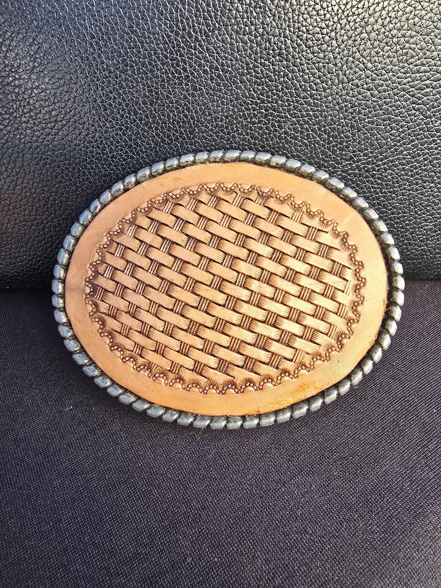 Woven Leather Belt Buckle
