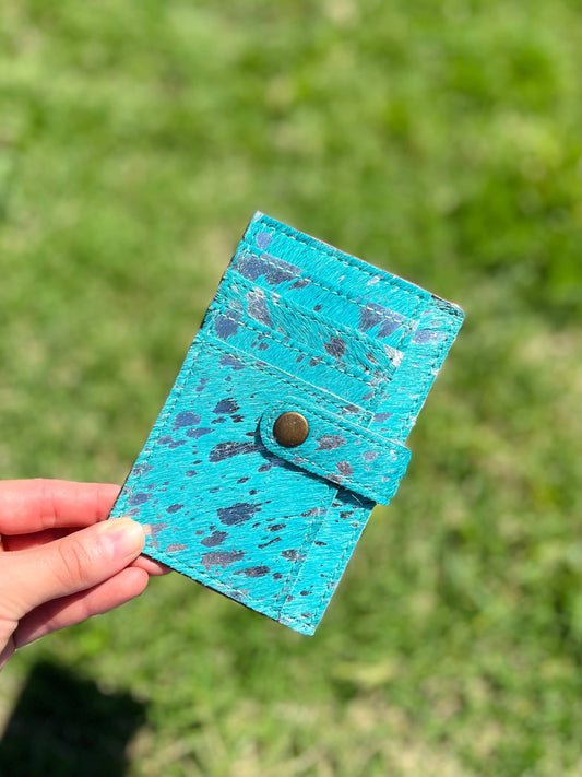 Dyed Cowhide Wallet-Turquoise