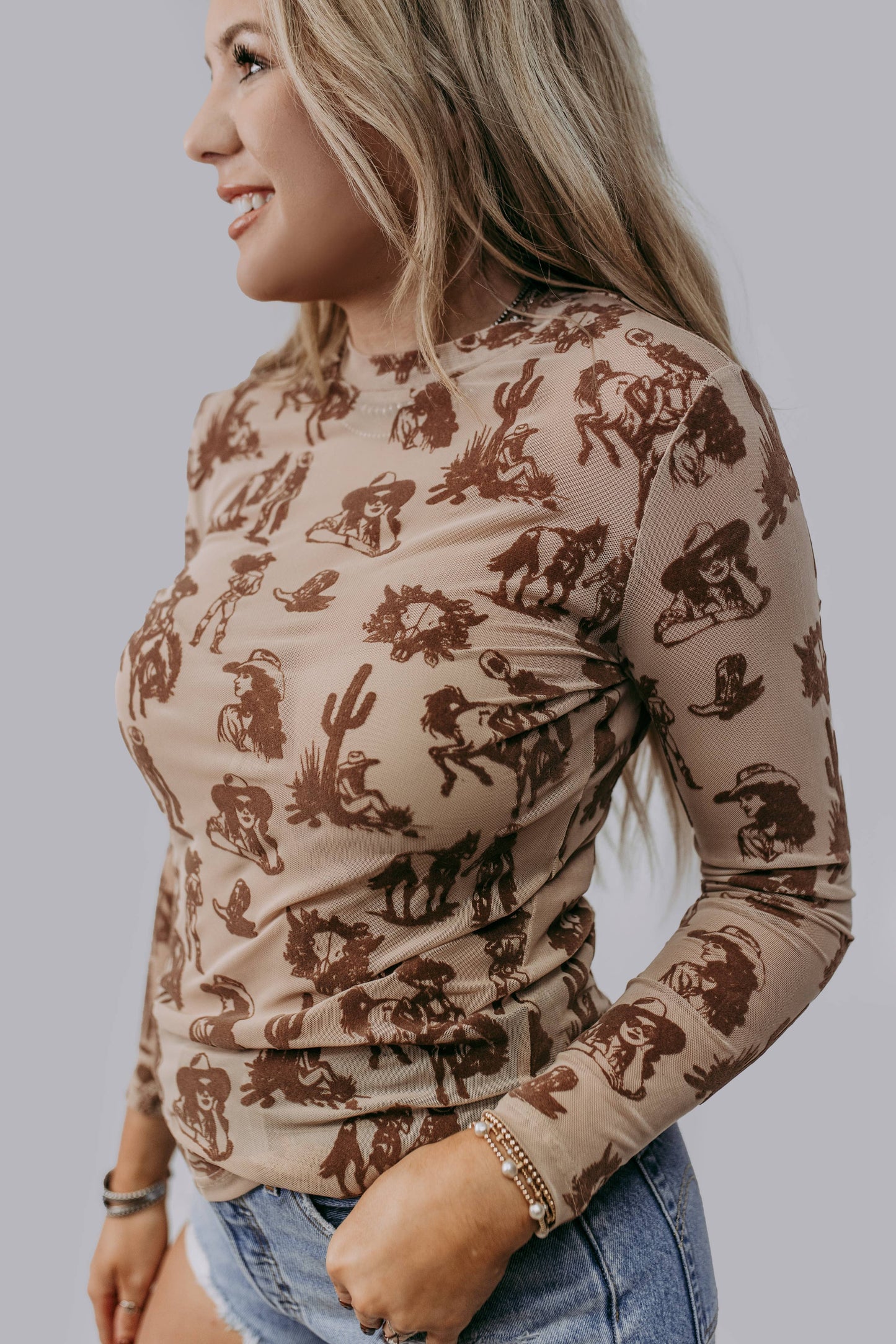 Desert Dreams Velvet Mesh Top