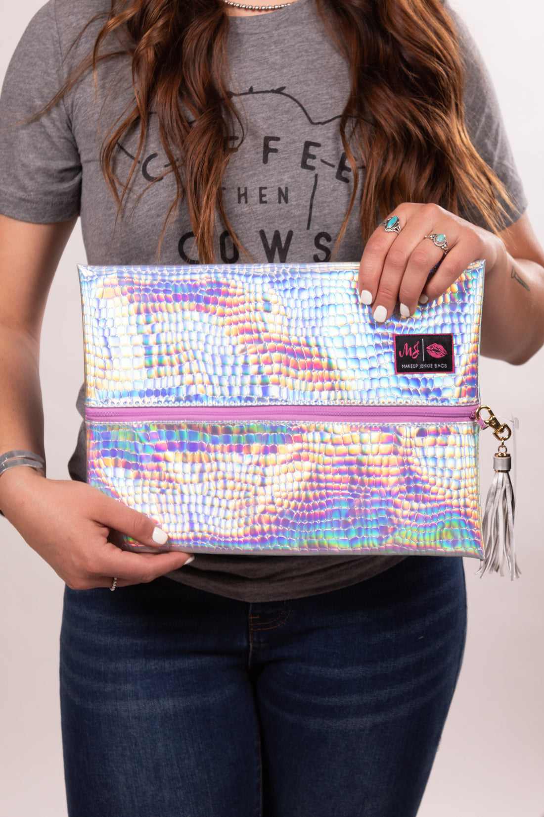Metallic Gator Make Up Junkie Bags
