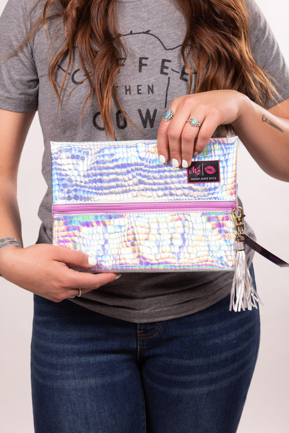 Metallic Gator Make Up Junkie Bags