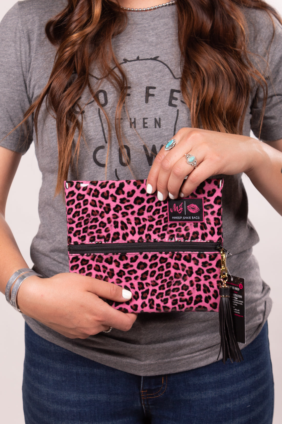 Pink Leopard Love Make Up Junkie Bags