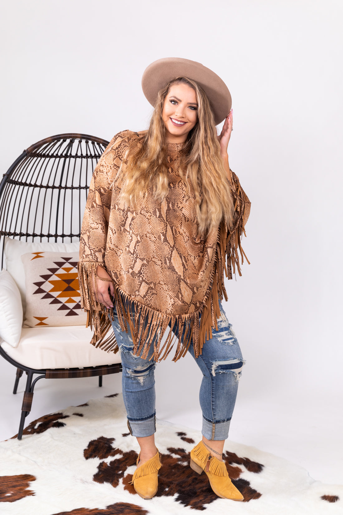 Yellowstone Snakeskin Fringe Poncho