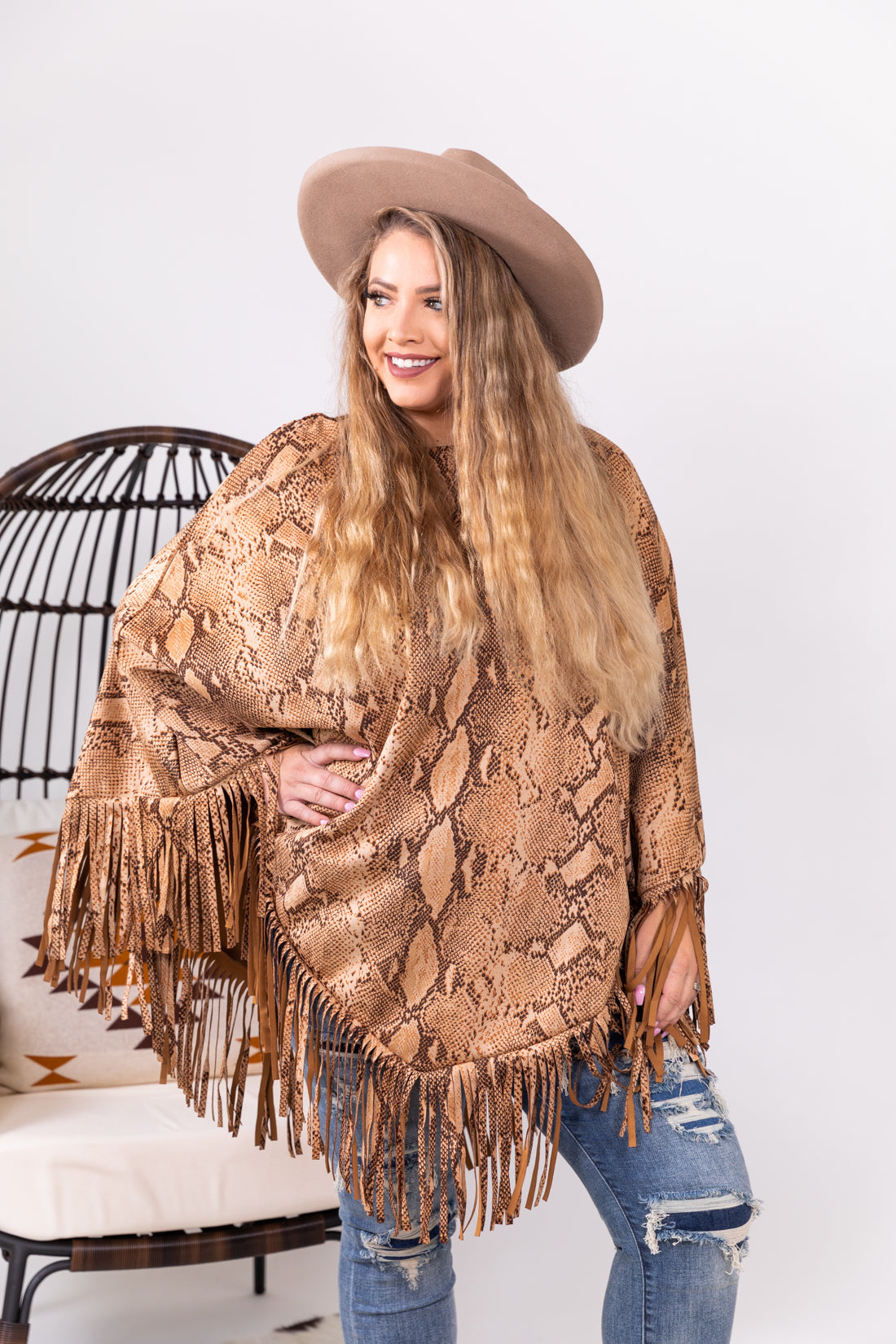 Yellowstone Snakeskin Fringe Poncho