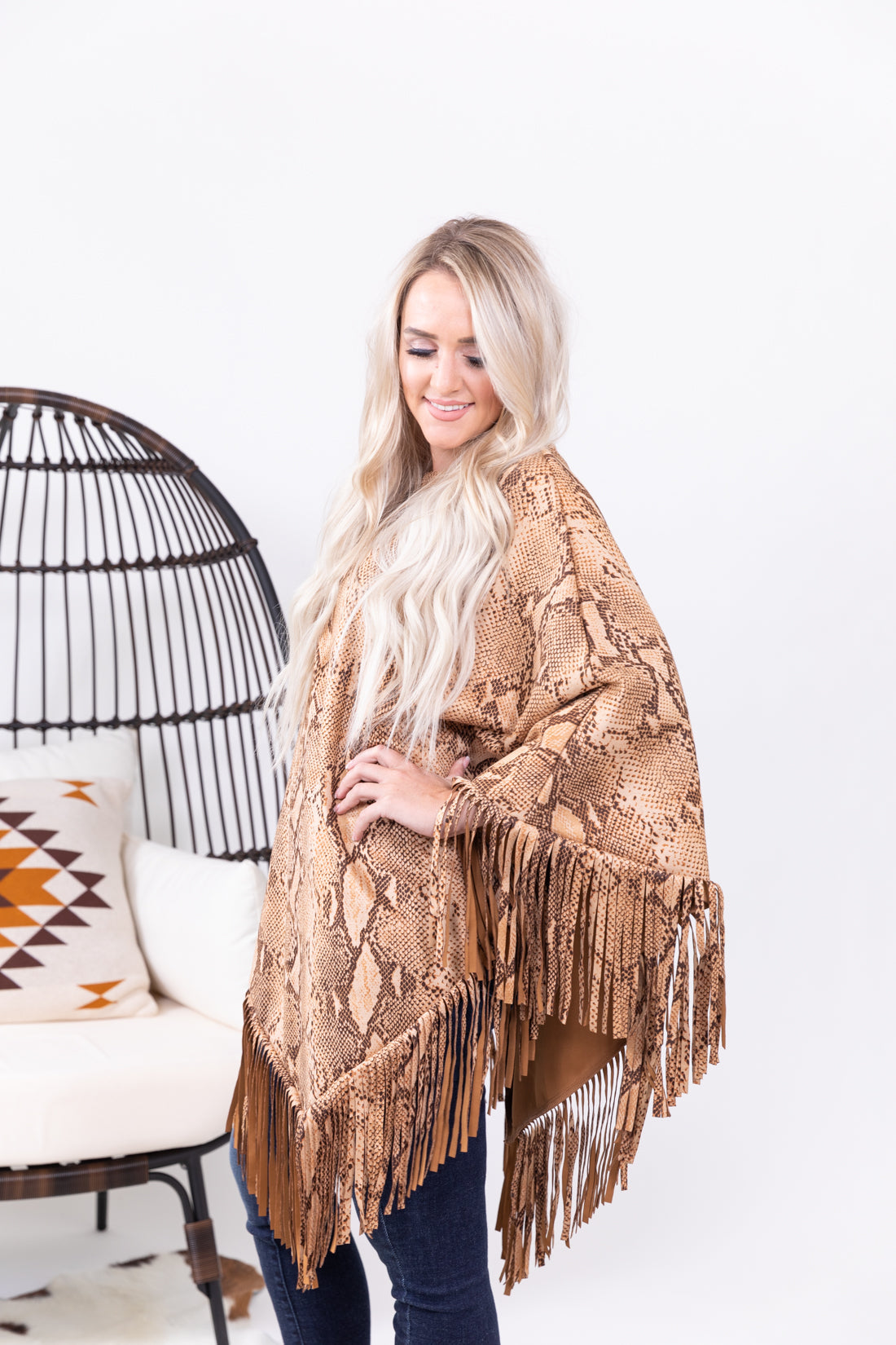 Yellowstone Snakeskin Fringe Poncho