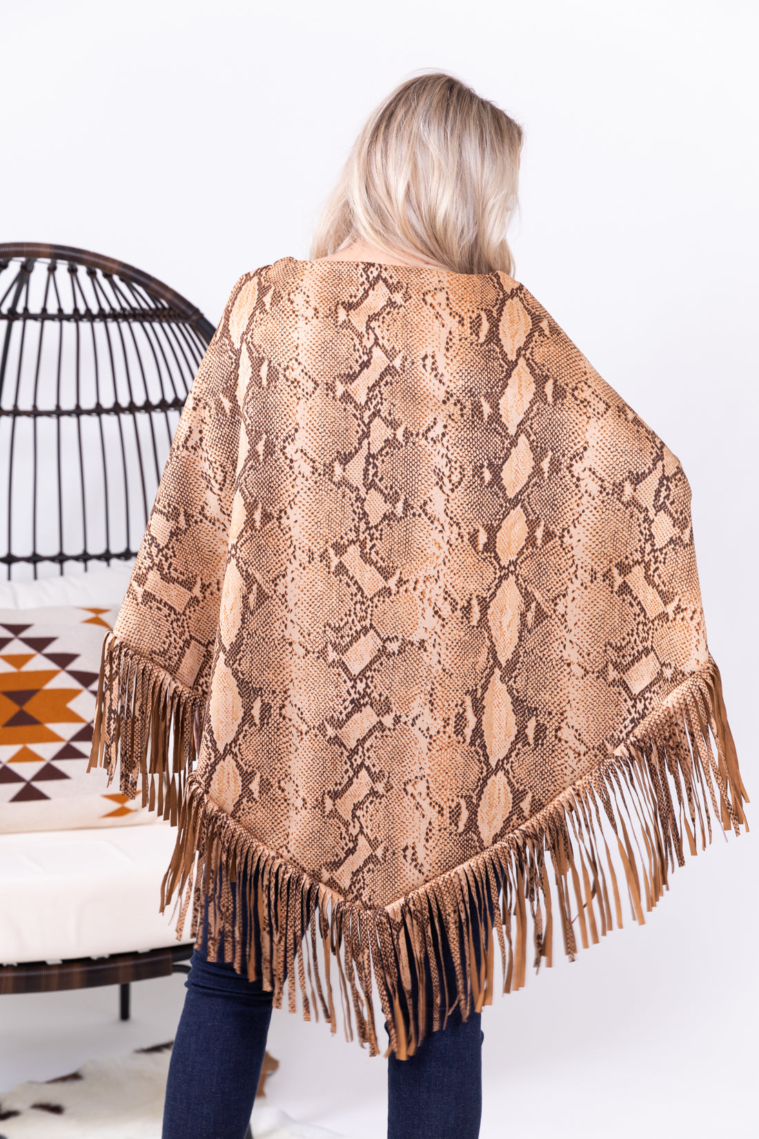 Yellowstone Snakeskin Fringe Poncho