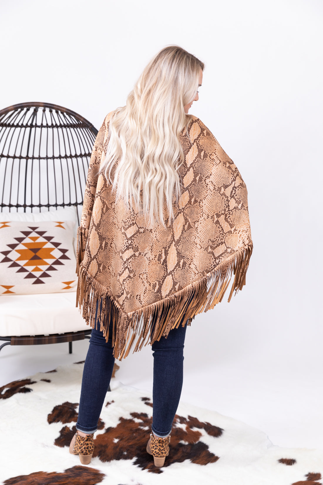 Yellowstone Snakeskin Fringe Poncho