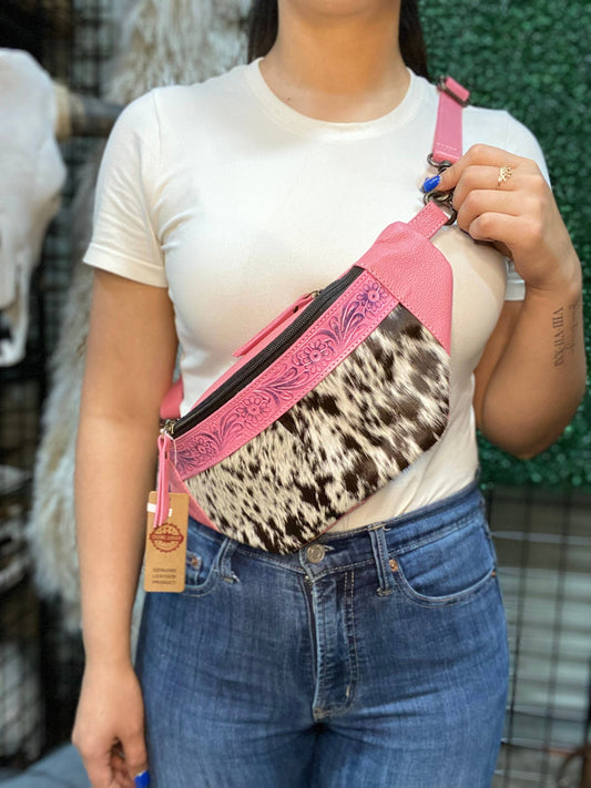 Classic Pink Cowhide Fanny Bag
