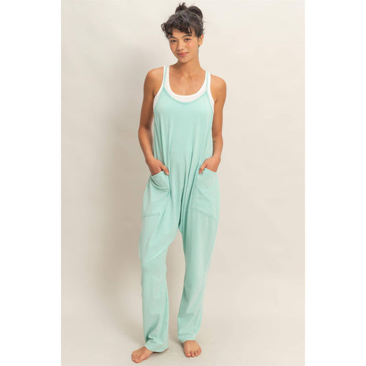 Mineral Wash Spaghetti Strap Jumpsuit