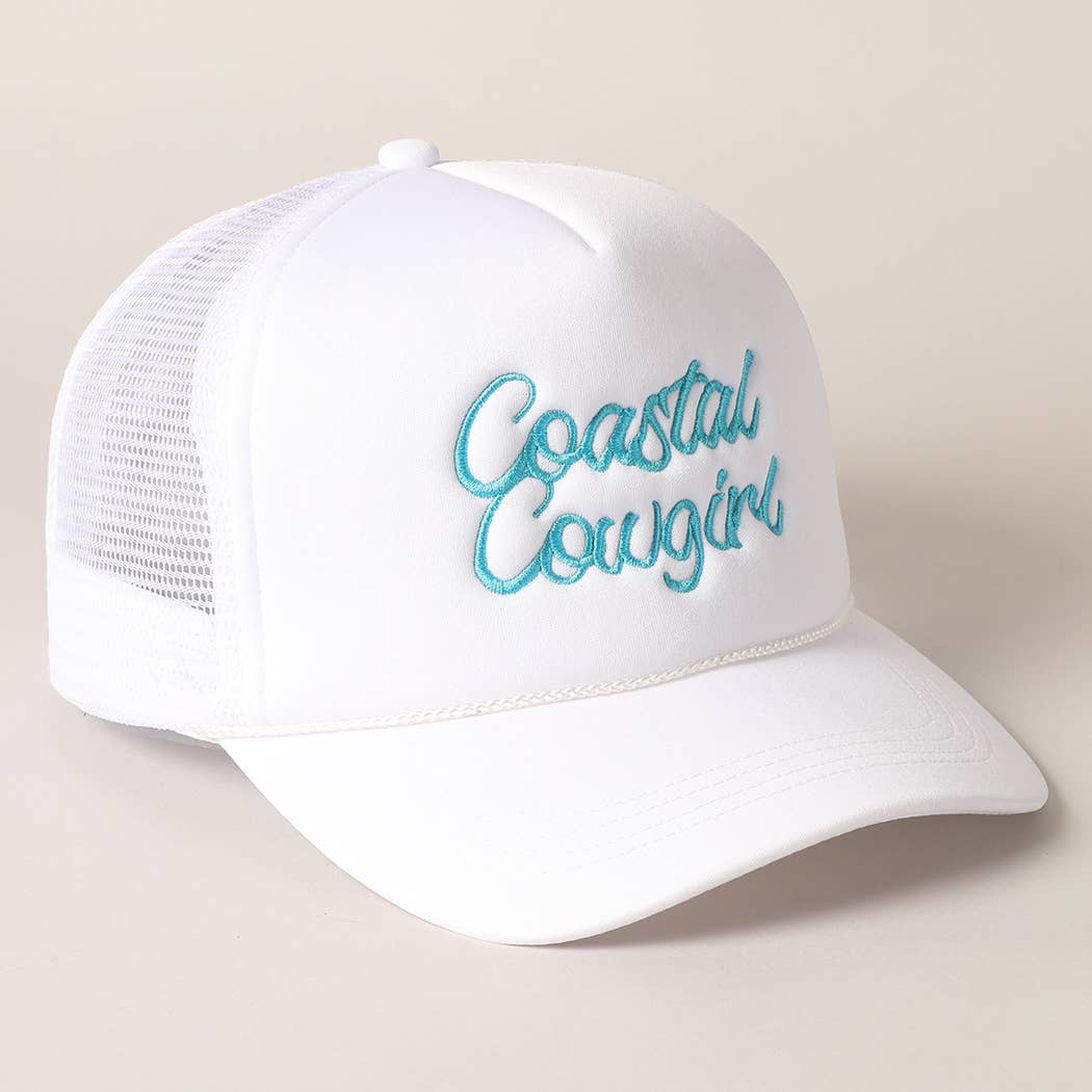 Costal Cowgirl Embroidered Trucker Hat: NEON GREEN