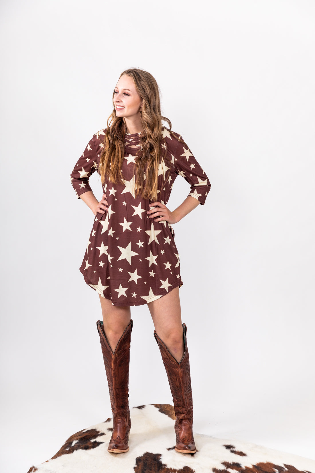 Burgundy Star Girl Dress