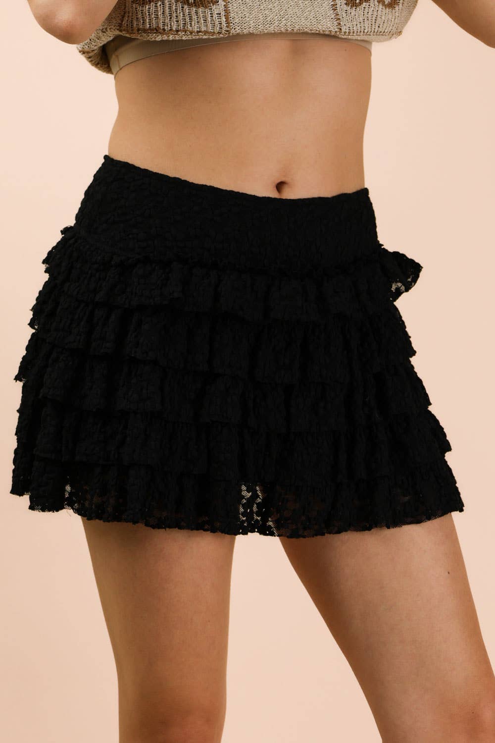 Ruffle Layered Lace Mini Skort