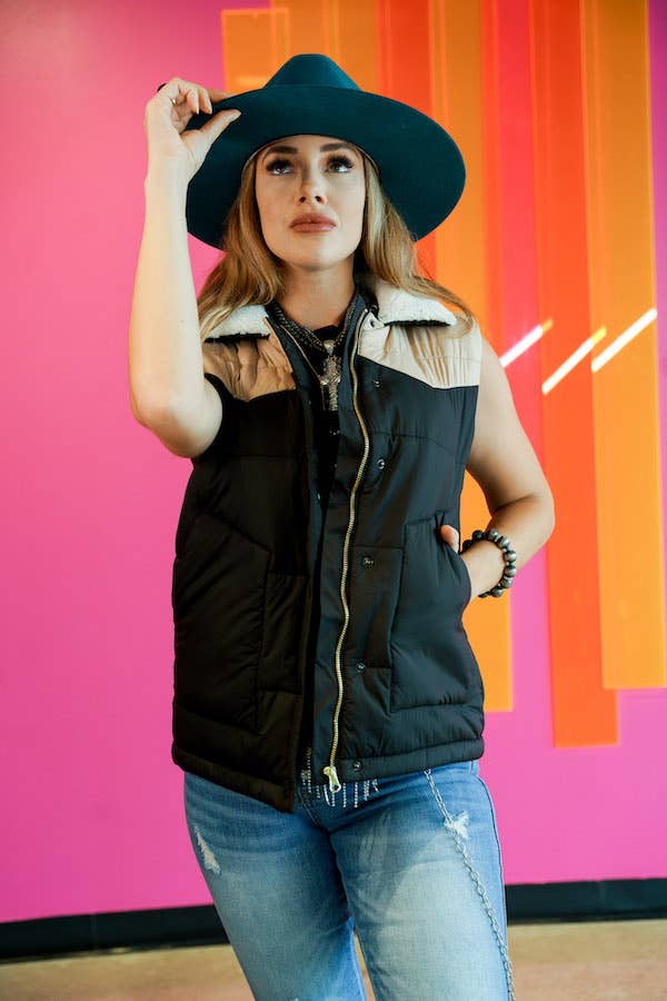 Black & Brown Puffer Vest