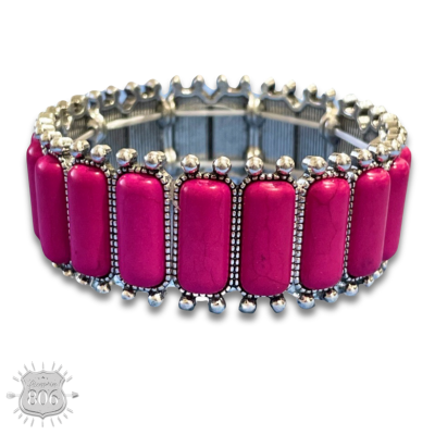 Western rectangle stone bracelet: Fuchsia
