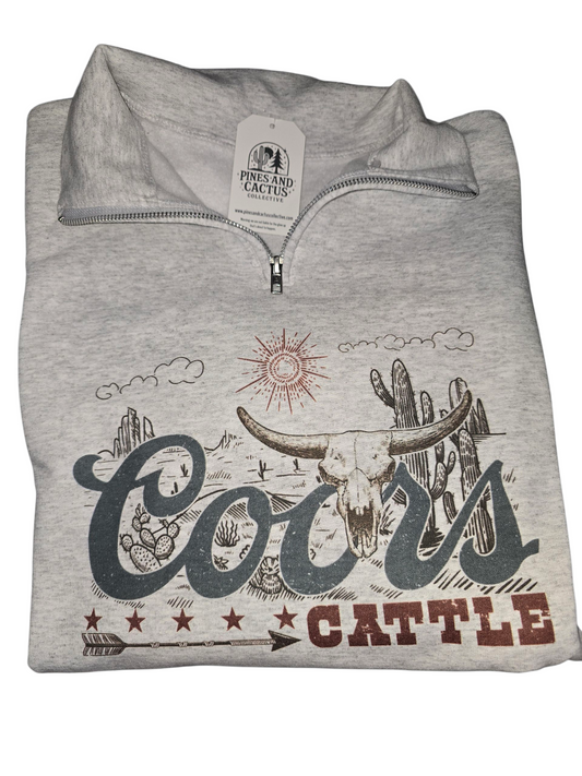 Coors and Cattle Vintage Quarter Zip Sweatshirt